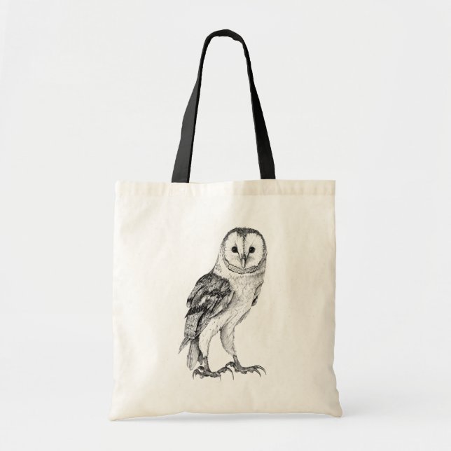 Tote Bag Chouette - Dessin En Stylo Noir (Devant)
