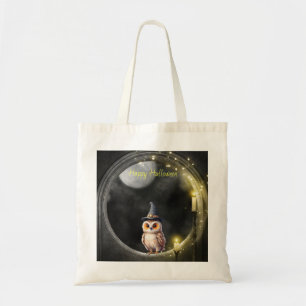 Tote Bag Chouette d'Halloween dans la fenêtre tour ronde