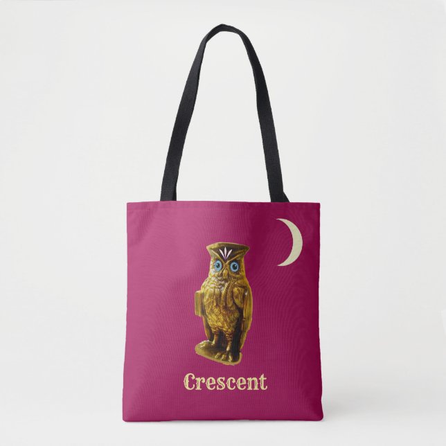 Tote Bag Chouette dorée & Croissant de Lune (Devant)