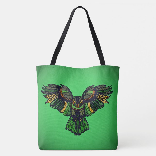 Tote Bag Chouette émeraude majestueuse (Dos)