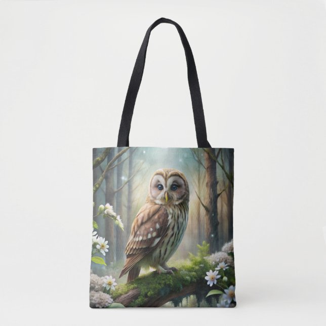 Tote Bag Chouette en forêt (Devant)
