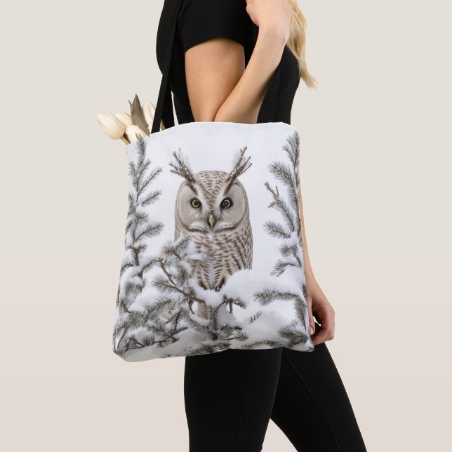 Tote Bag Chouette en neige (De près)