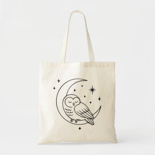 Tote Bag Chouette endormie sur la Lune croissante en dessin