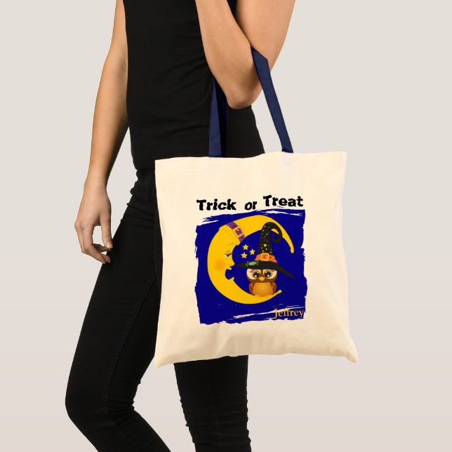 Tote Bag Chouette et lune Halloween Trick ou Treat (Devant (produit))