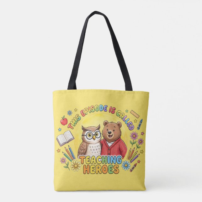 Tote Bag Chouette et Ours Mignons pour Enseignants (Dos)