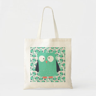 Tote Bag Chouette lunaire turquoise