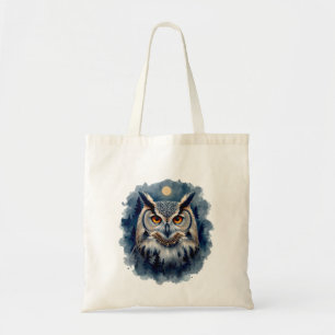 Tote Bag Chouette Lune Mystique Art Aquarelle Forêt Céles