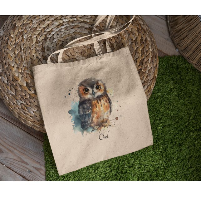 Tote Bag Chouette mignonne en aquarelle (Créateur téléchargé)