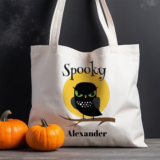 Tote Bag Chouette noire effrayante Halloween personnalisé (Créateur téléchargé)