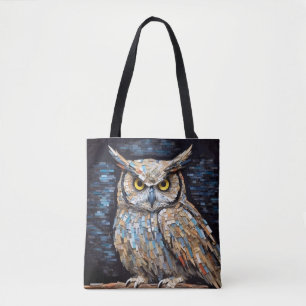 Tote Bag Chouette Oiseau Art Décor Peinture Mosaïque