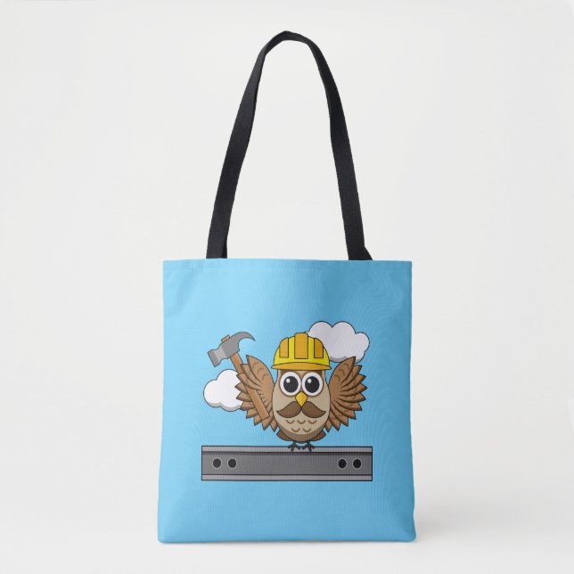 Tote Bag Chouette ouvrière de construction mignonne avec de (Devant)
