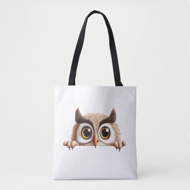 Tote Bag Chouette Peeking mignonne adorable animal caricatu (Devant)