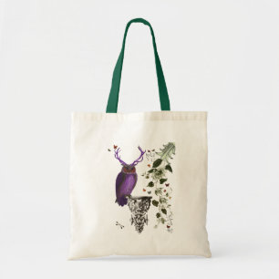 Tote Bag Chouette pourpre avec Antlers 2