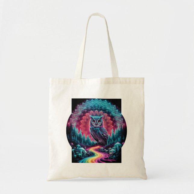 Tote Bag Chouette psychédélique Mandala - Trippy Forest Art (Devant)