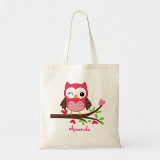 Tote Bag Chouette rose chaude fille