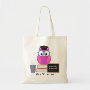 Tote Bag Chouette Rose Mignonne Enseignante Retour À L'Écol