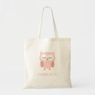 Tote Bag Chouette rose mignonne et lunatique filles customi