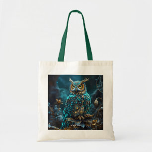 Tote Bag Chouette Turquoise en laiton Imaginaire
