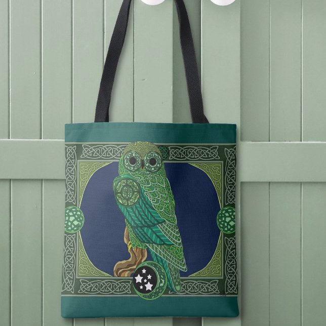 Tote Bag Chouette verte celtique (Créateur téléchargé)