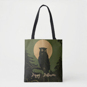 Tote Bag Chouette vintage en Halloween lunaire Personnalisé