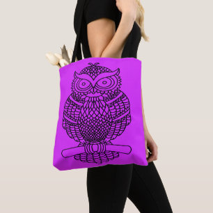 Tote Bag Chouette (violet de néon) - Fourre-tout