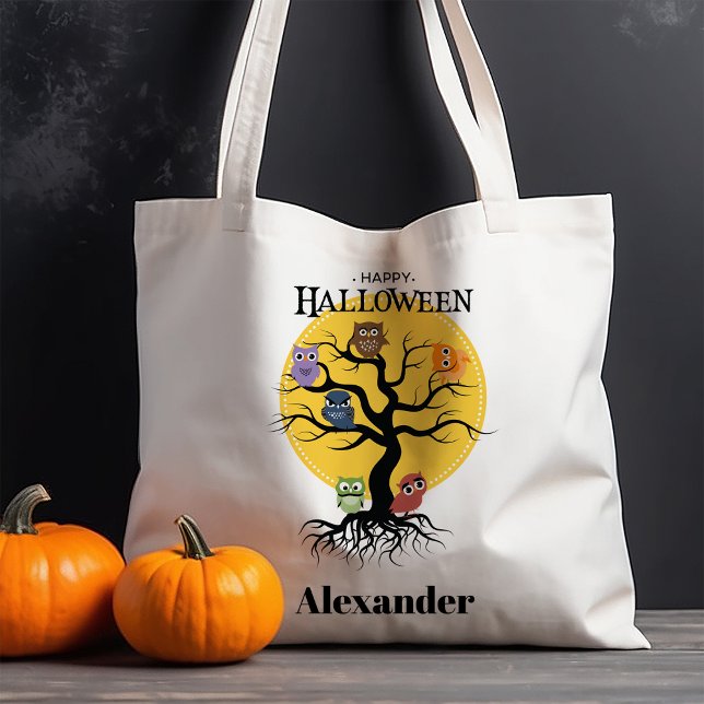 Tote Bag Chouettes dans un arbre Éffrayant Halloween (Créateur téléchargé)