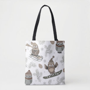 Tote Bag Chouettes de Noël Fourre-tout