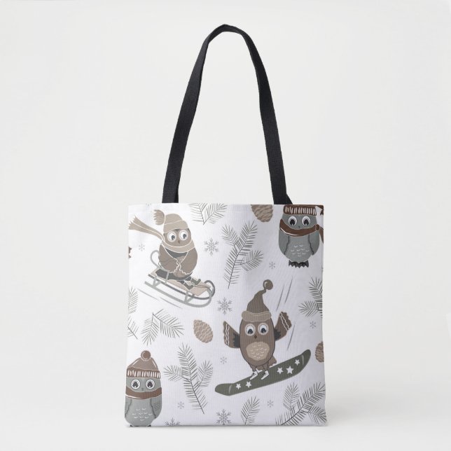 Tote Bag Chouettes de Noël Fourre-tout (Devant)