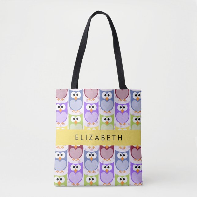Tote Bag Chouettes mignonnes, Chouette Motif, Chouettes col (Devant)