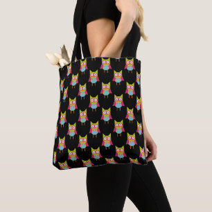 Tote Bag Chouettes mignonnes sur Motif noir