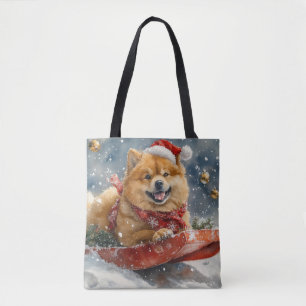 Tote Bag Chow Chow Dog in Sledge Let's neige Christmas