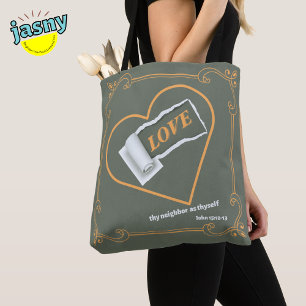 Tote Bag Chrétien Thème Amour Ton Voisin Jean 15:12-13