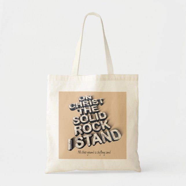 Tote Bag Christ solide rock christian bible citation typogr (Devant)