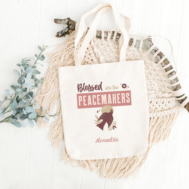 Tote Bag Christian Béni Sont Les Peacemakers Citation Boho (Créateur téléchargé)