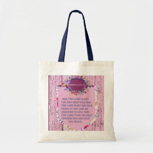 Tote Bag Christian La Bible Florale Rose Verse