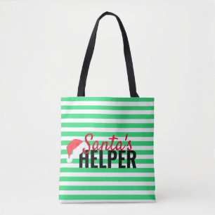 Tote Bag Christmas Beach Père Noël Helper Green Monogramme 