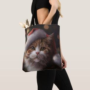 TOTE BAG CHRISTMAS CAT FOURRE-TOUT PURSE