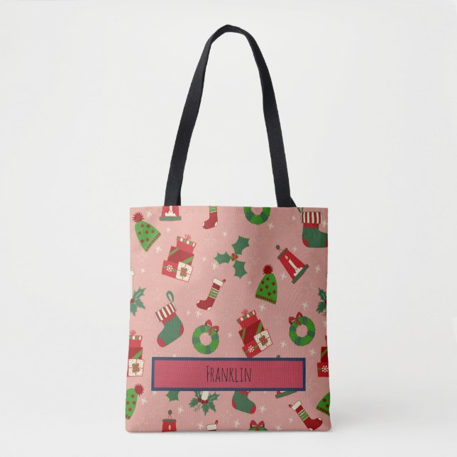 Tote Bag Christmas Drawing I Custom Name  (Devant)