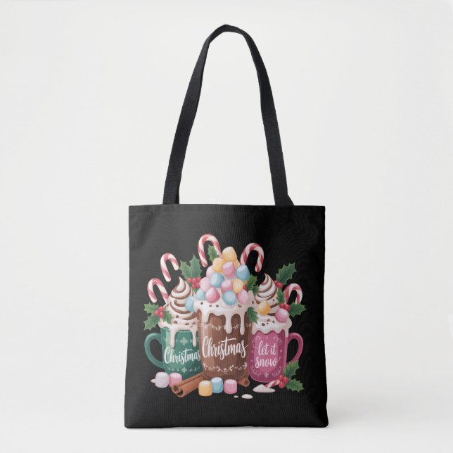 Tote Bag Christmas Drinks Pink Coquette Gingerbread Coffee  (Devant)