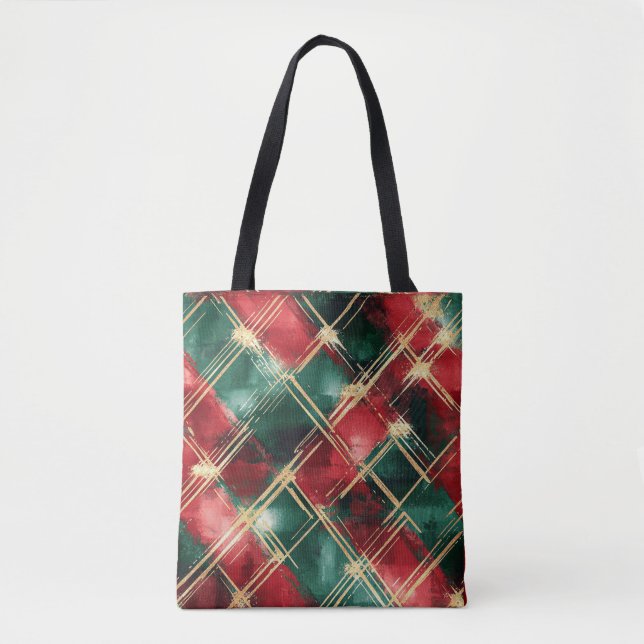 Tote Bag Christmas Holiday themed Red and Gold (Devant)