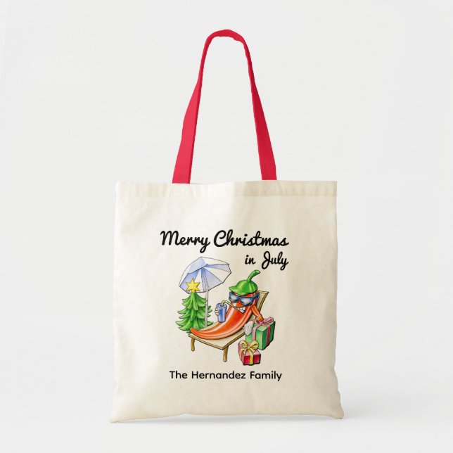 Tote Bag Christmas in July Funny Summer Chili Custom Family (Devant)