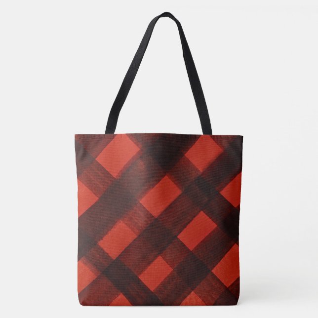 Tote Bag Christmas Painted Red Black Plaid Tartan Holiday (Devant)