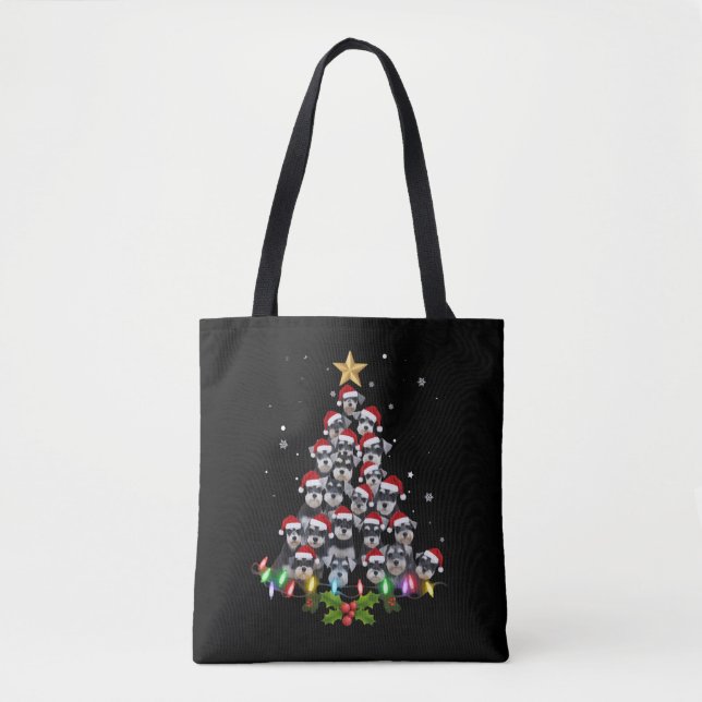 Tote Bag Christmas Schnauzer Dog Tree Xmas Pet Animal (Devant)
