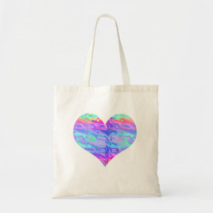 Tote Bag Chrome Metallic Neon Coeur arc-en-ciel