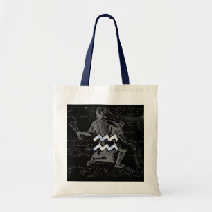 Tote Bag Chrome Style Aquarius Symbole Zodiaque sur Heveliu