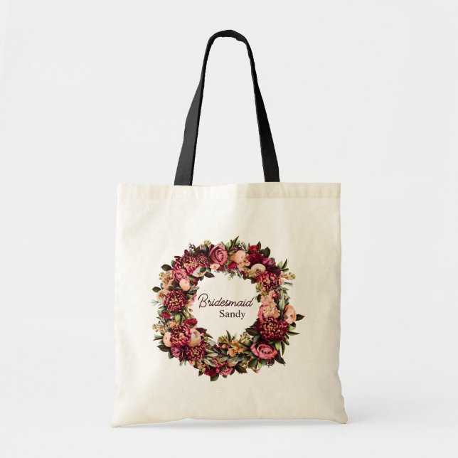 Tote Bag Chrysanthème romantique sur fond rose gazeux (Devant)