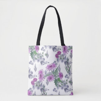 Tote Bag Chrysanthèmes Lilac