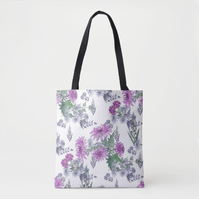 Tote Bag Chrysanthèmes Lilac (Devant)