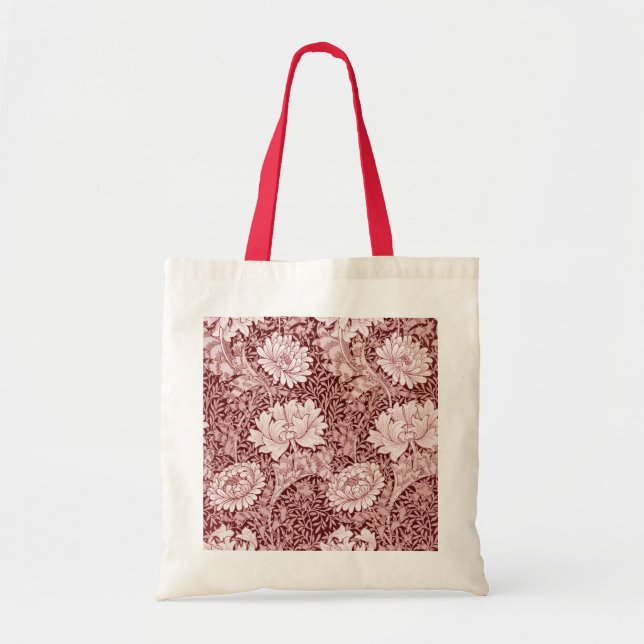 Tote Bag Chrysanthemum Maroon, William Morris (Devant)