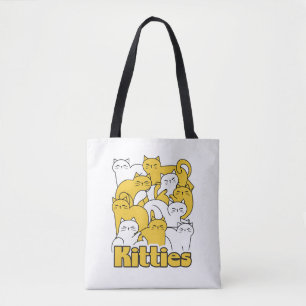 Tote Bag Chubby Kitties Design - Cat Art adorable